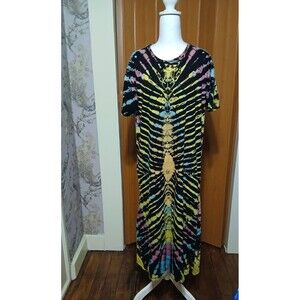 Sacred Threads Tye Dye Long Dress Cover up Skeleton Style  Pattern  Cotton OS